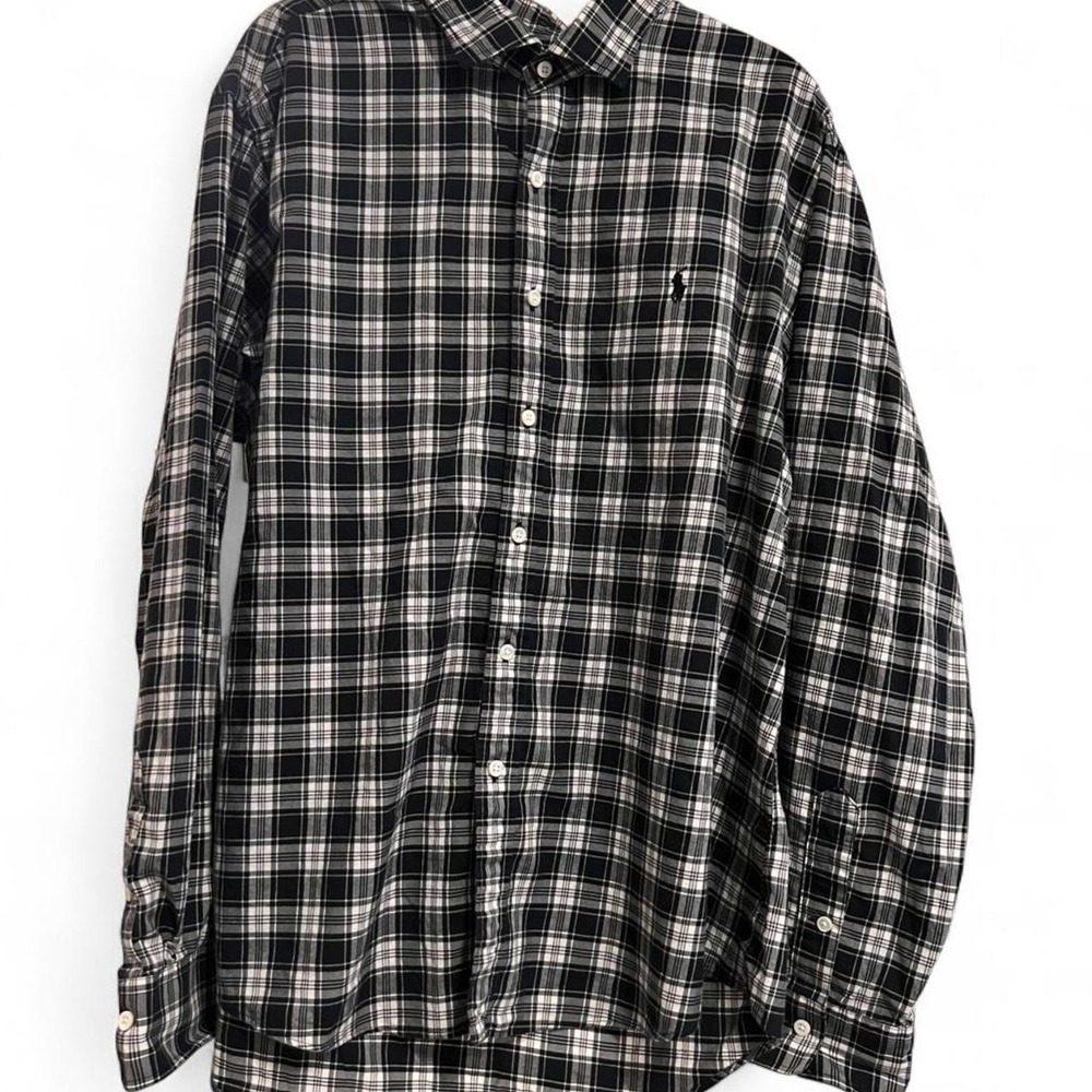 Polo Ralph Lauren Black and White Plaid‎ Men's Button-up Shirt Size XXL